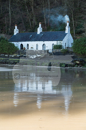 Llanbedrog cottage, cottage on the beach, reflection, wales